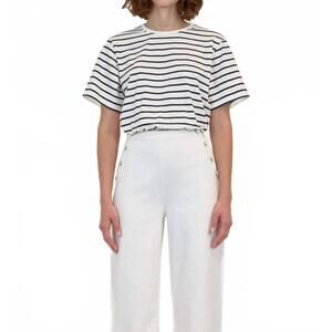 NEW SIMKHAI jojo short sleeve cropped t-shirt in midnight stripe